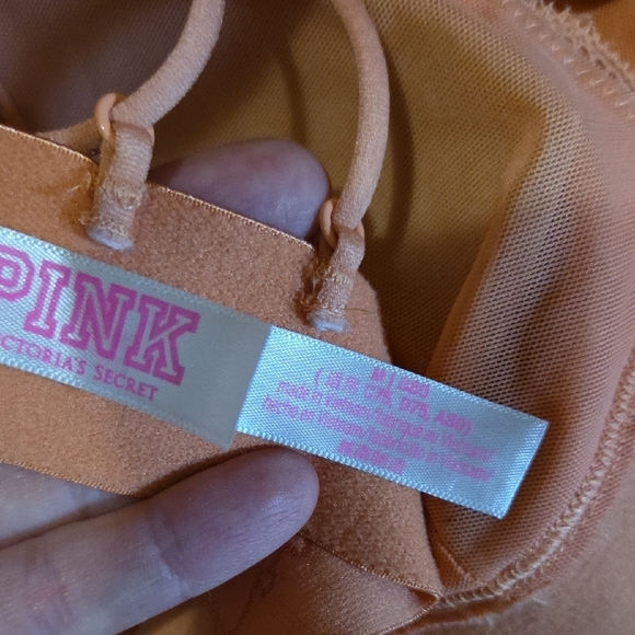 PINK Victoria's Secret Halter Style Strappy Lace Bralette - Peach Size M - Picture 2 of 2